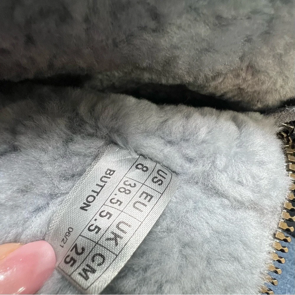 Free‎ People x Cougar Waterproof Gray Blue Leather Fur Shearling Ankle Boots 8